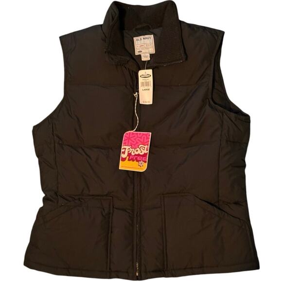 Old Navy Black Puffer Vest Women’s Large NWT - Picture 1 of 3